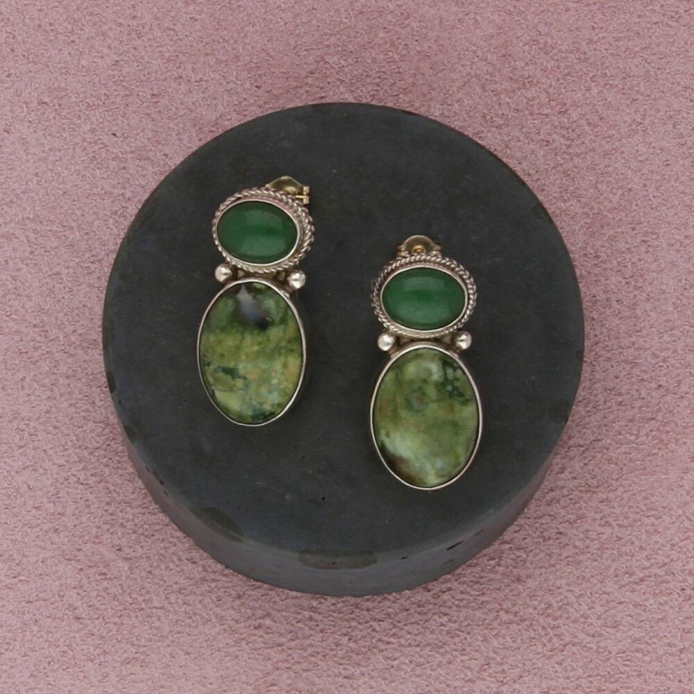janice giardi sterling silver jade & green jasper post earrings